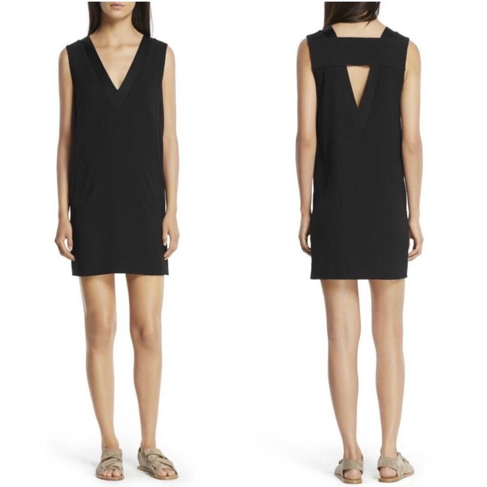 Rag & Bone Women's V-Neck Phoebe Shift Dress Pockets Sz 6 Little Black dress